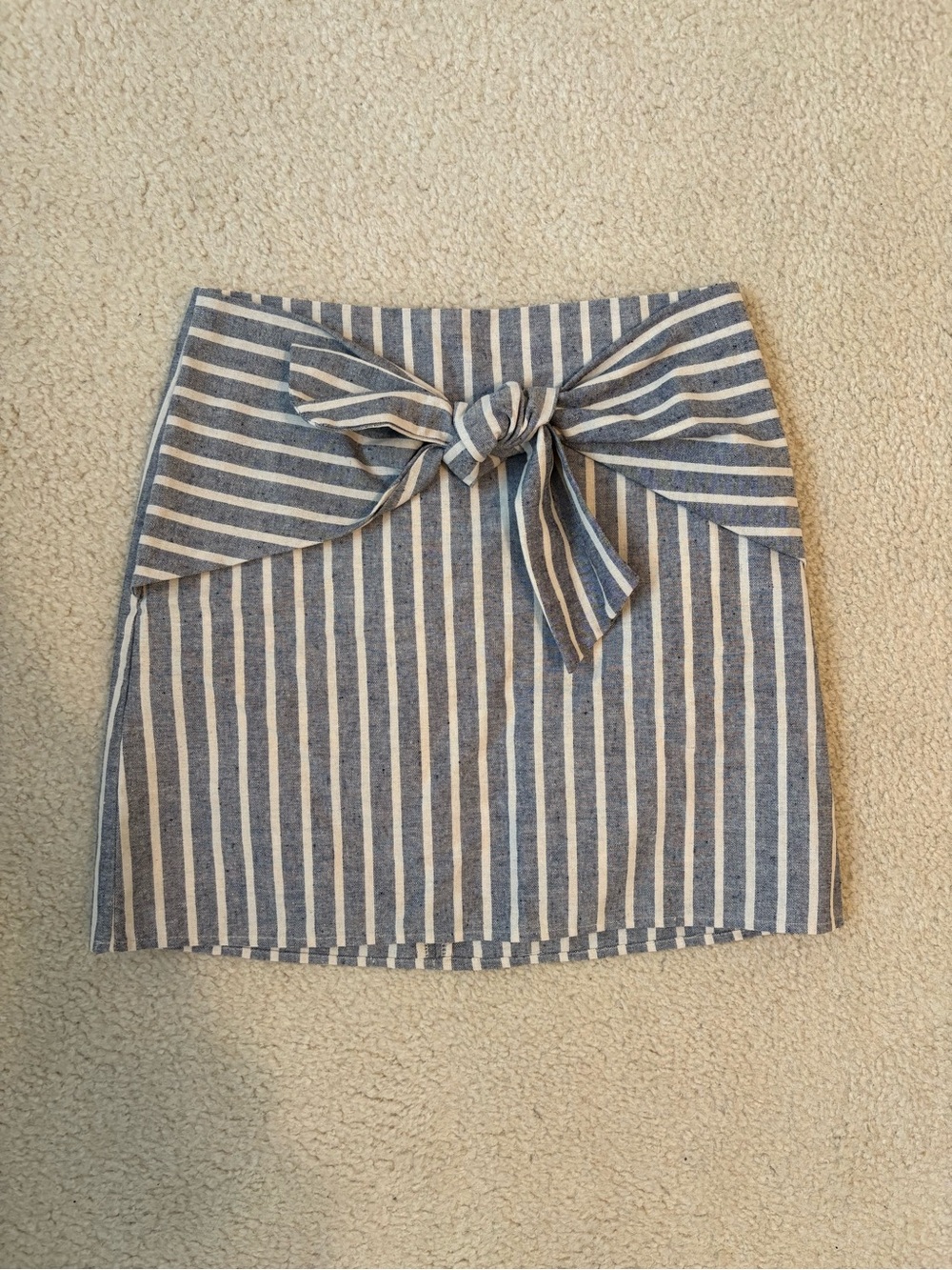 Altar'd State Blue and White Striped Tie-Front Mini Skirt